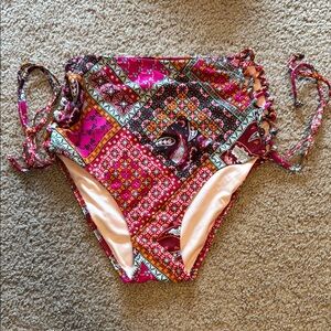 Victoria's Secret Pink and Orange Patterned Bikini Bottom never worn. Size S